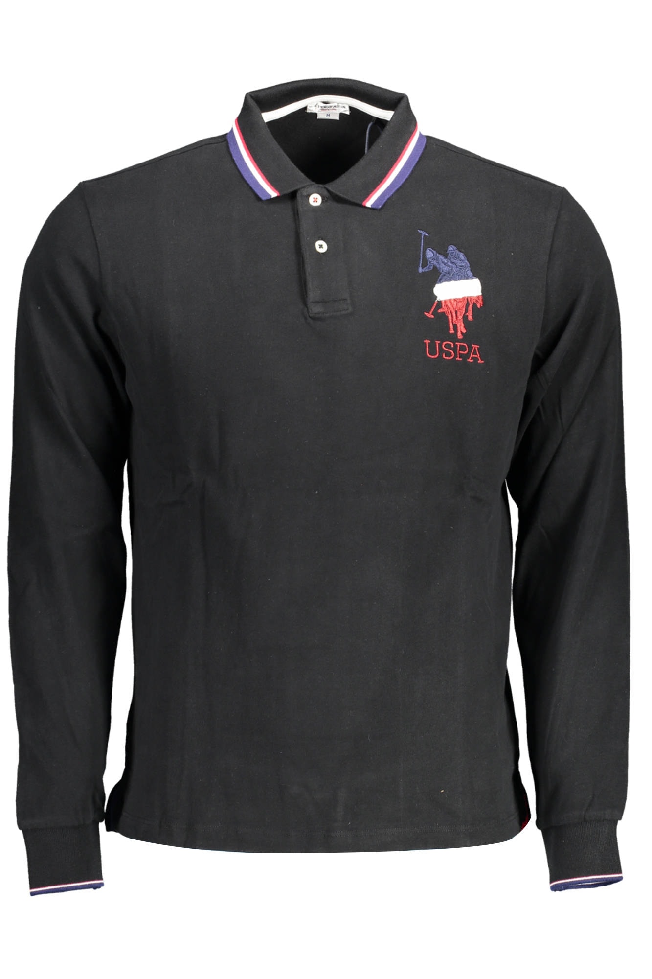 US POLO ASSN. Herren-Poloshirt mit langen Ärmeln, Schwarz