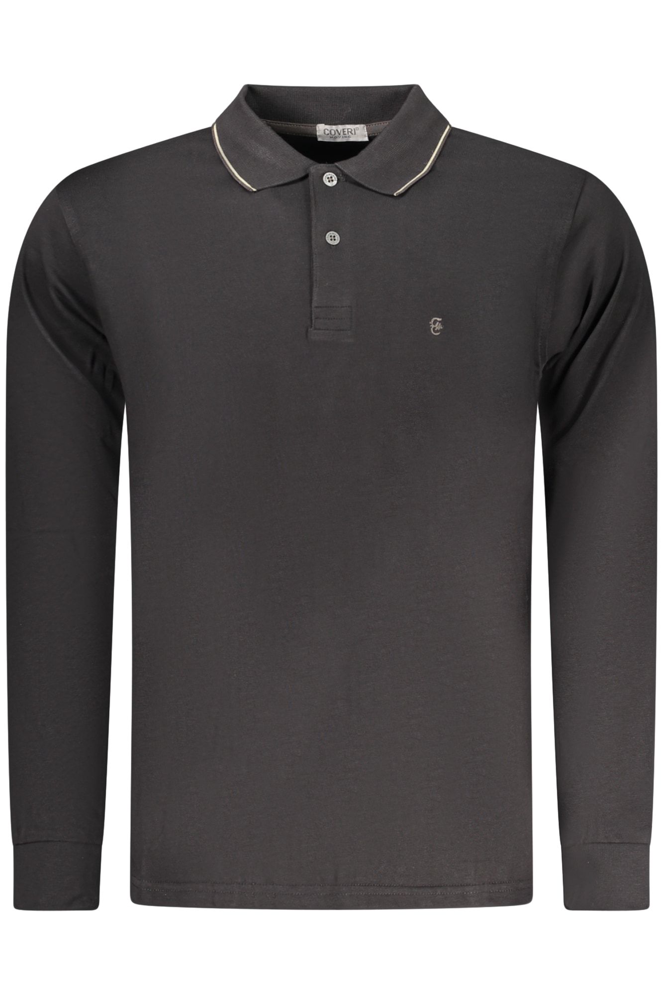 COVERI MOVING Herren-Poloshirt mit langen Ärmeln, schwarz