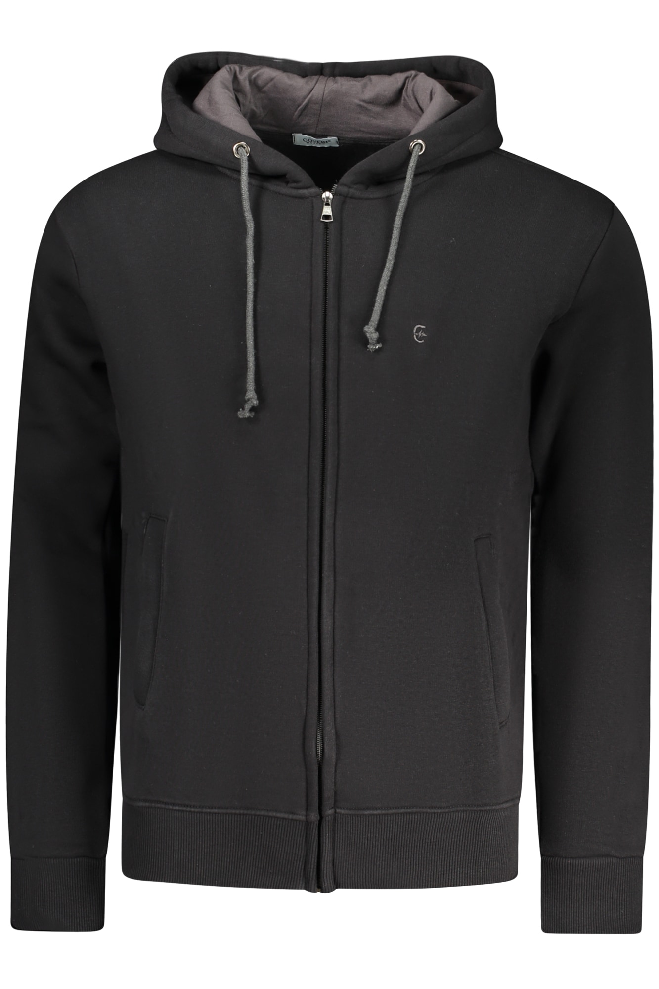 COVERI MOVING Herren-Sweatshirt mit Reißverschluss, schwarz