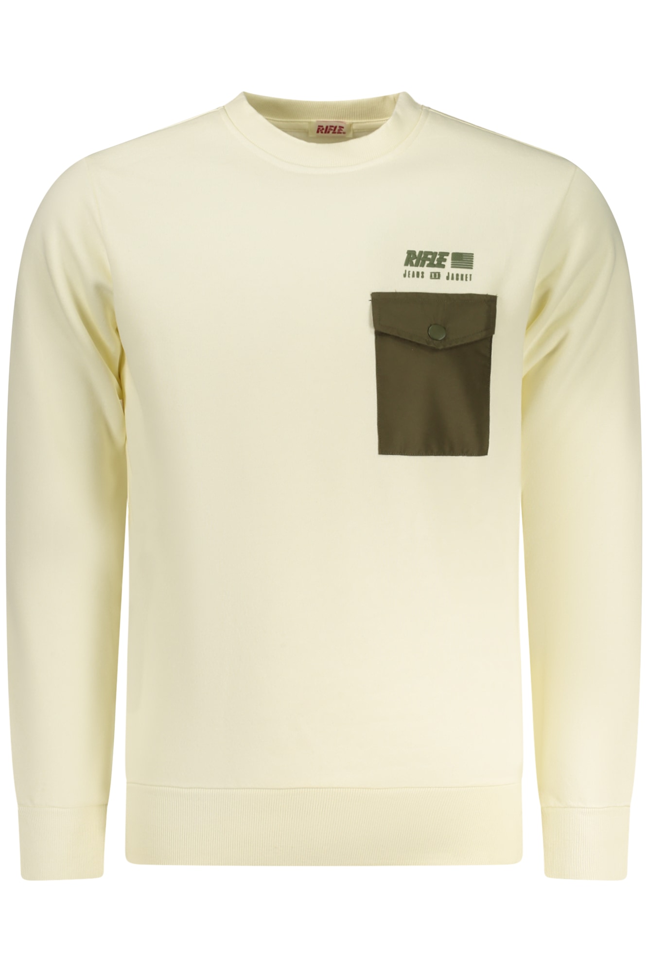 RIFLE Herren-Sweatshirt mit Reißverschluss, weiß