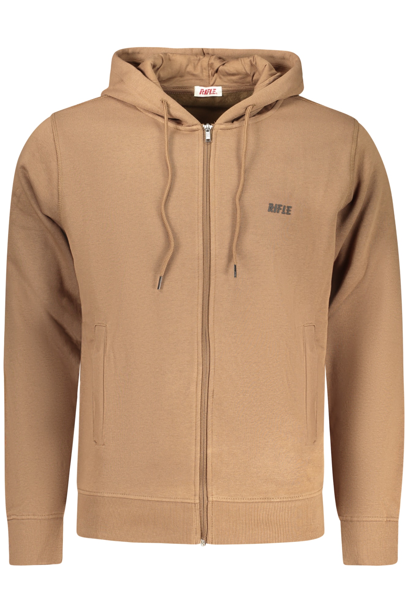 RIFLE HERREN-SWEATSHIRT MIT REISSVERSCHLUSS, BRAUNE WEITE