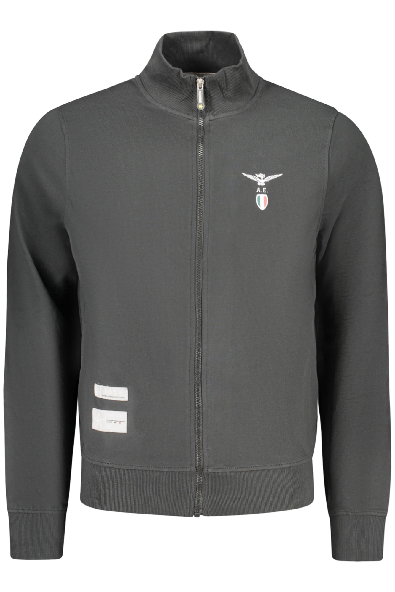 Schwarzes Herren-Sweatshirt mit Reißverschluss der Militärakademie