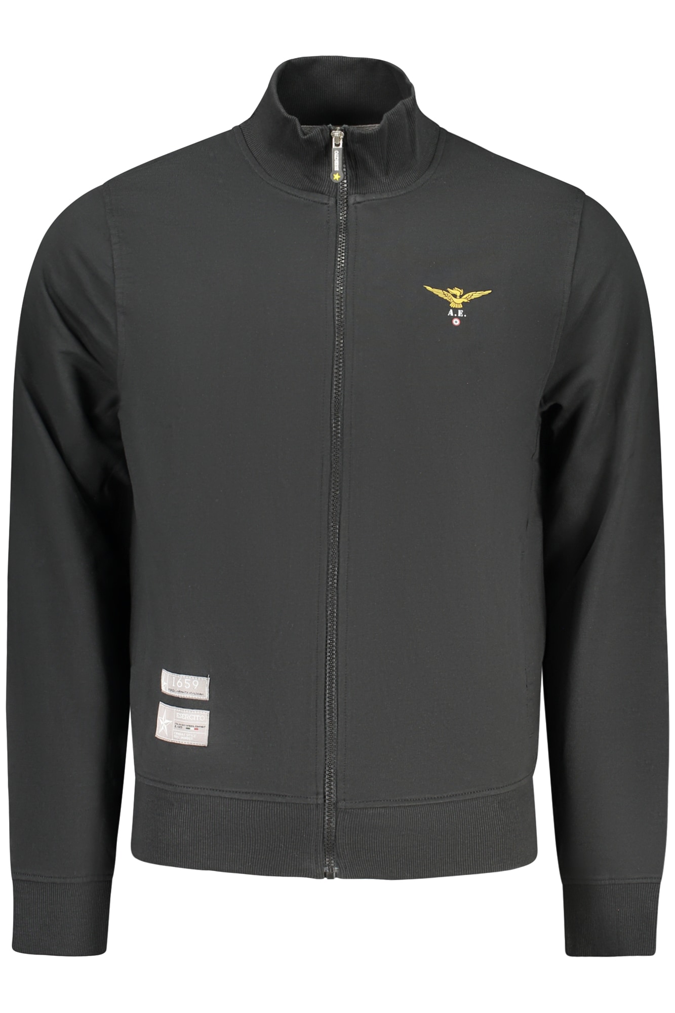 Schwarzes Herren-Sweatshirt mit Reißverschluss der Militärakademie