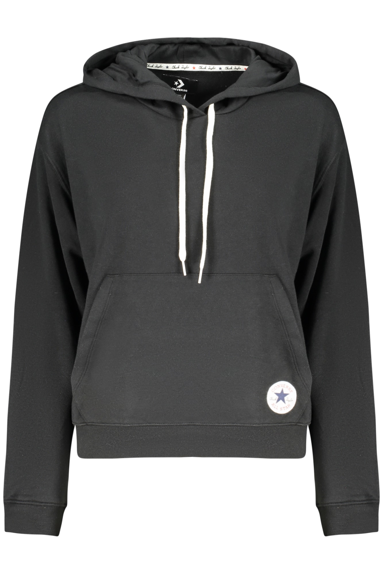 Converse Damen-Kapuzenjacke mit Reißverschluss, Schwarz