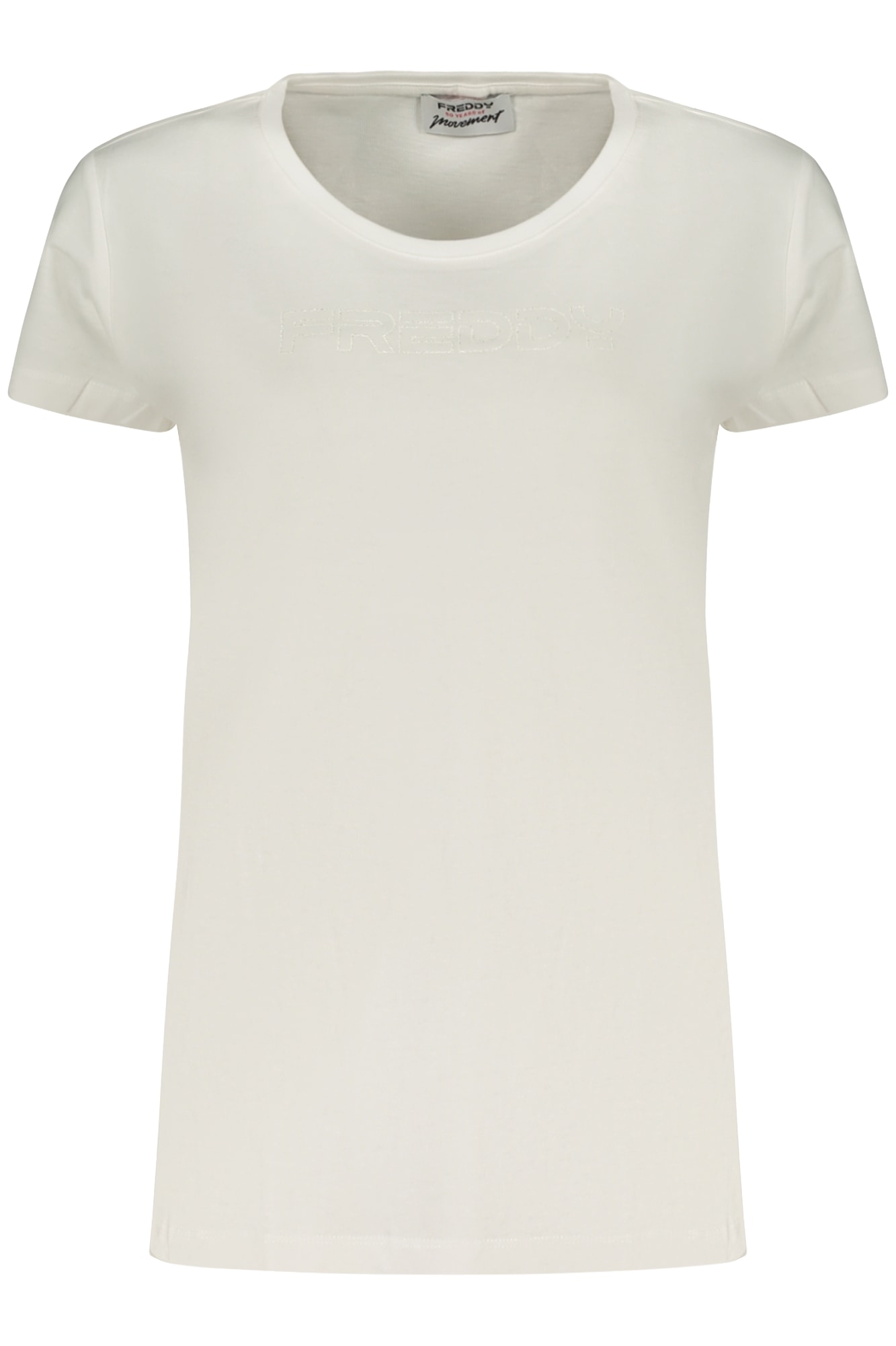 FREDDY DAMEN-T-SHIRT MIT KURZEN ÄRMELN, WEISS