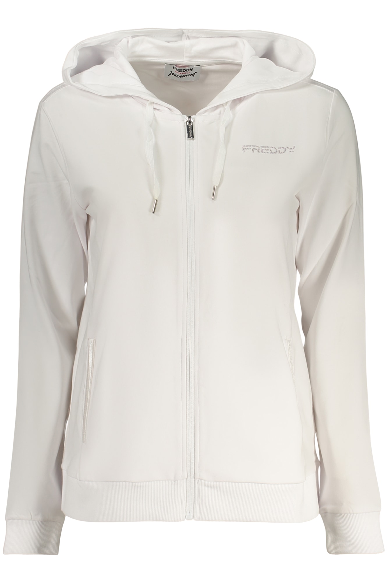 FREDDY DAMEN WEISSES SWEATSHIRT MIT REISSVERSCHLUSS