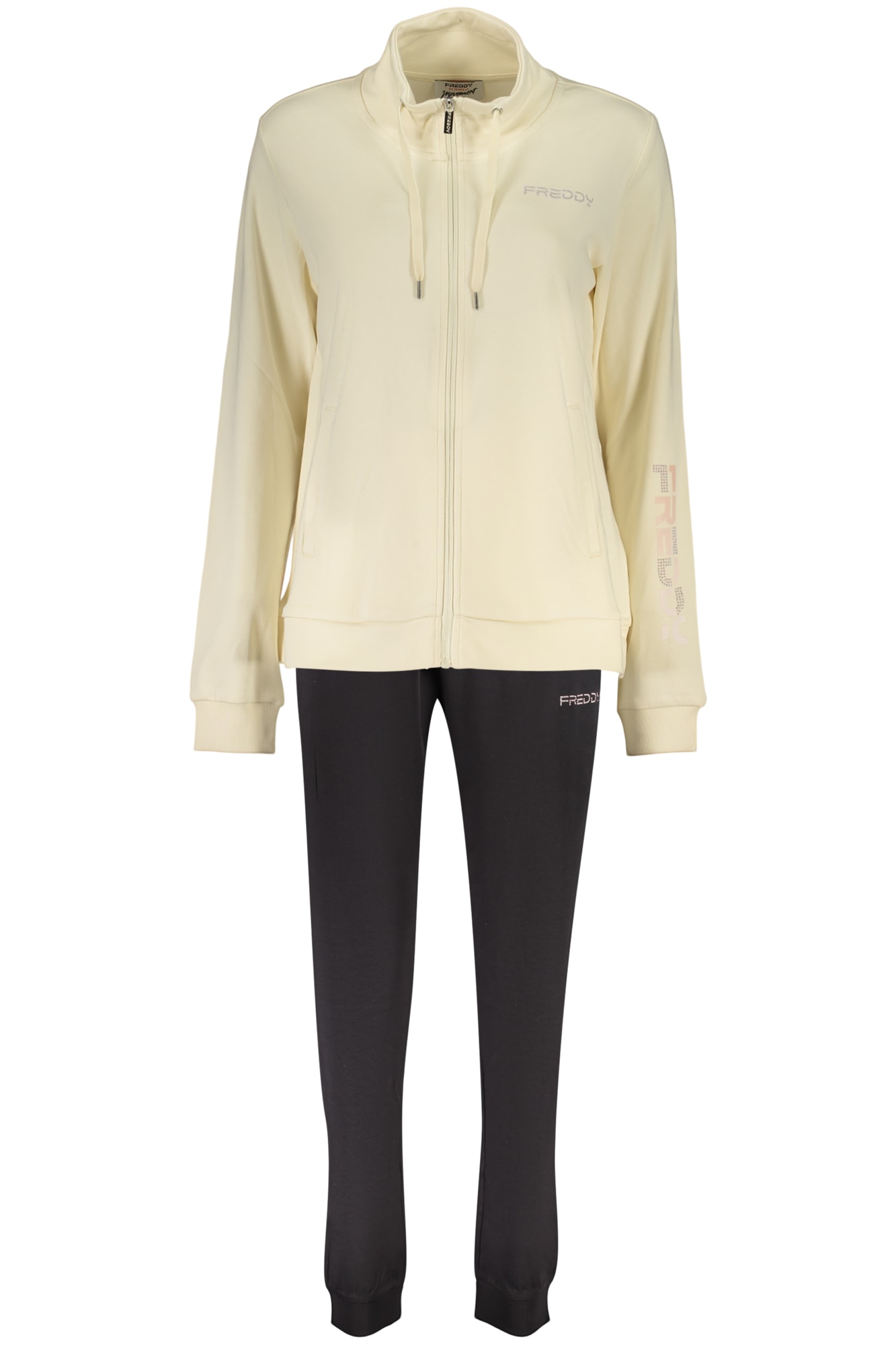 FREDDY DAMEN-SWEATSHIRT, BEIGE, MIT REISSVERSCHLUSS