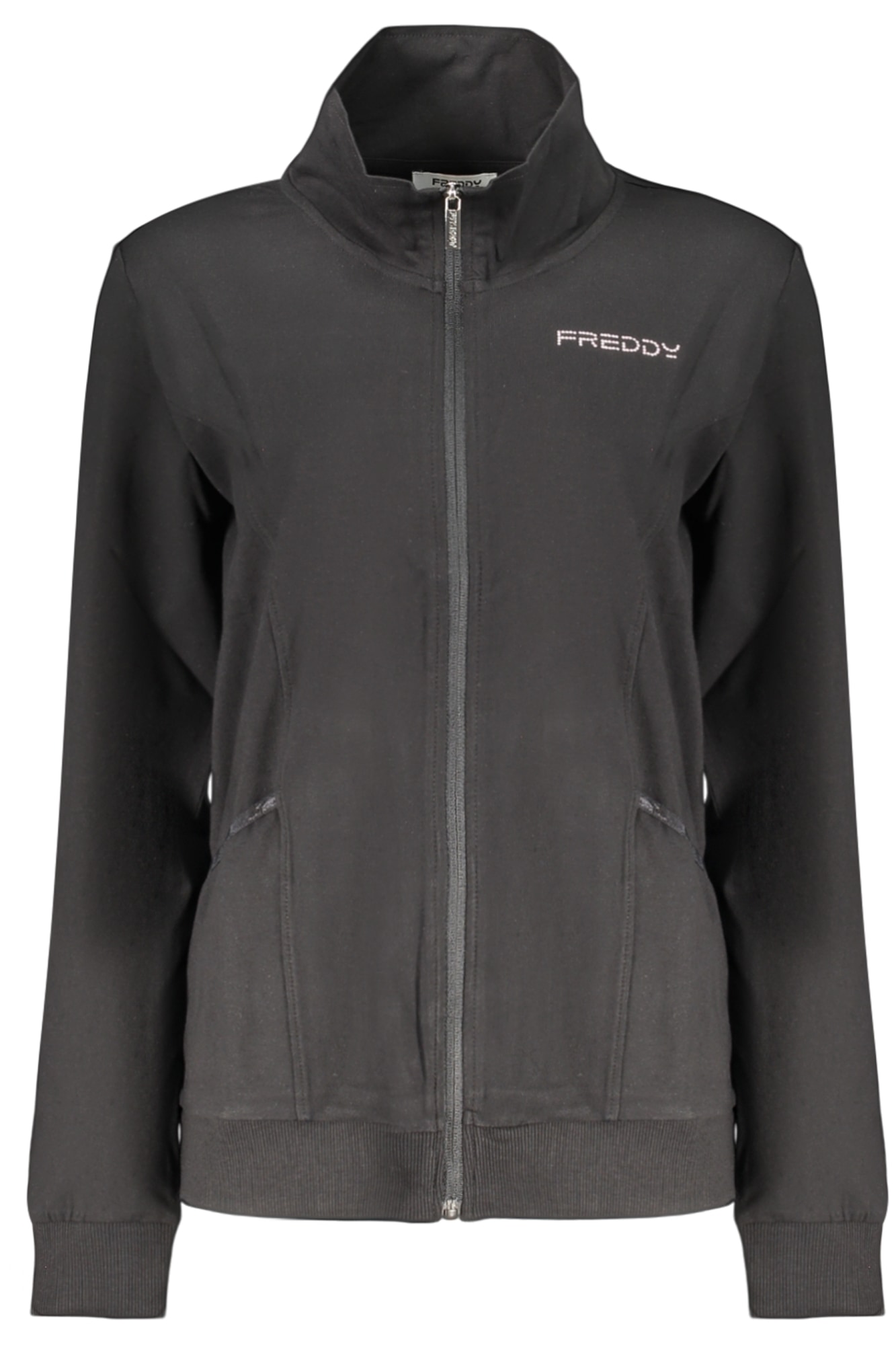FREDDY DAMEN SCHWARZES SWEATSHIRT MIT REISSVERSCHLUSS
