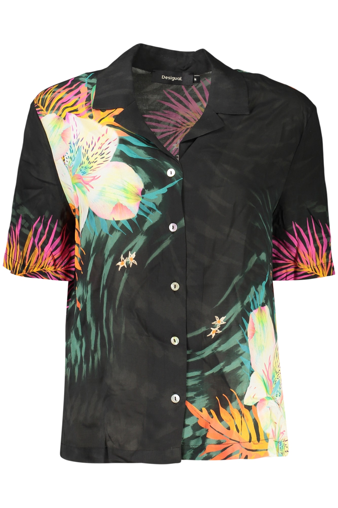 DESIGUAL DAMEN KURZARMHEMD SCHWARZ