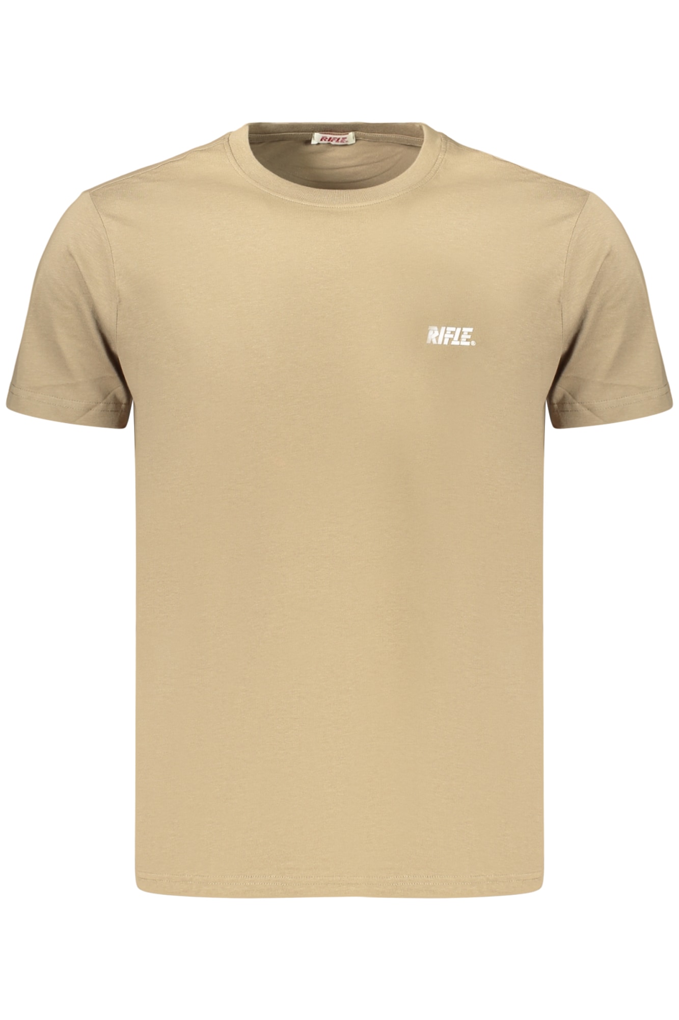 Herren-T-Shirt mit Gewehrmotiv, braun, kurzärmelig