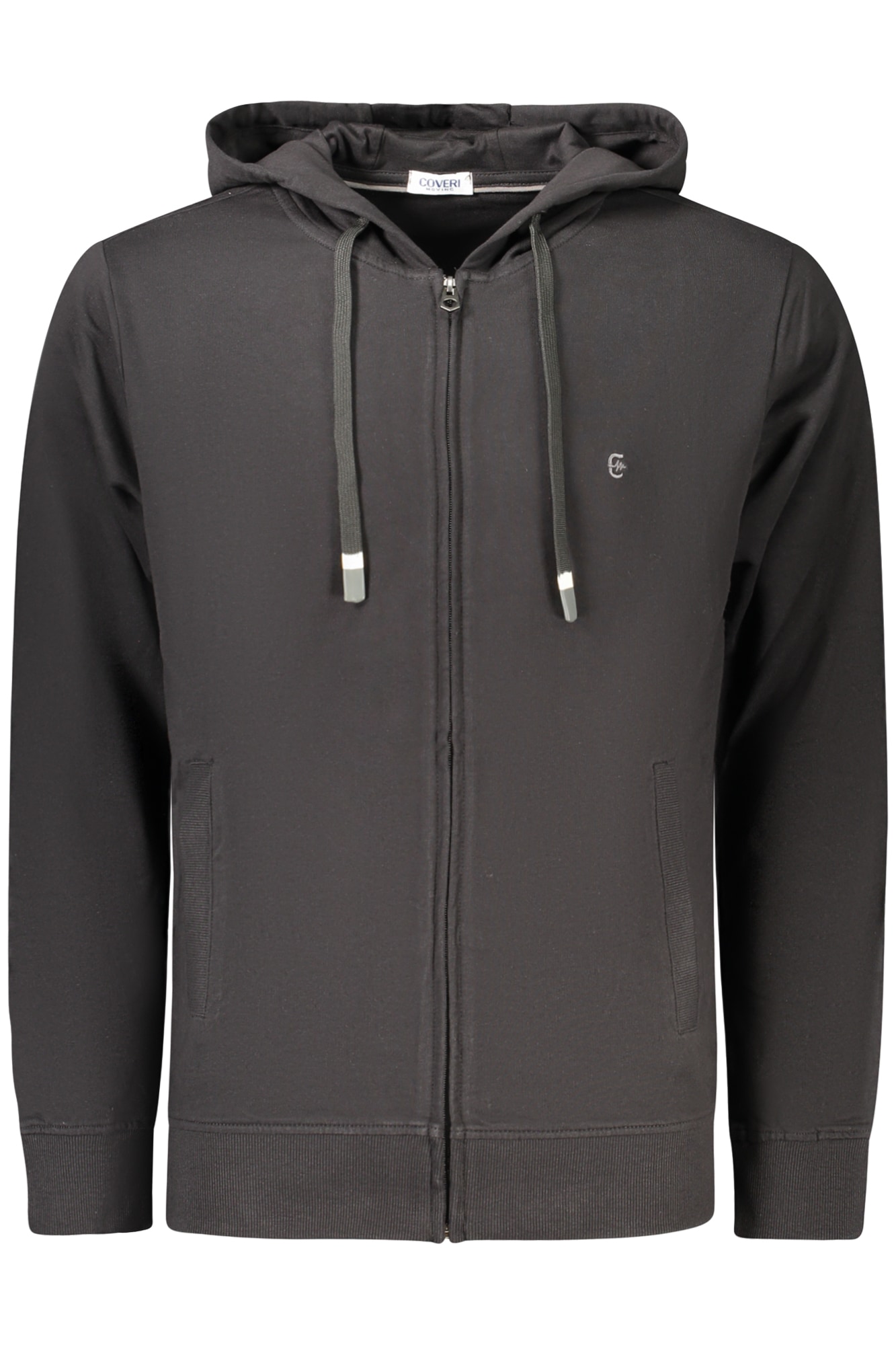COVERI MOVING Herren-Sweatshirt mit Reißverschluss, schwarz