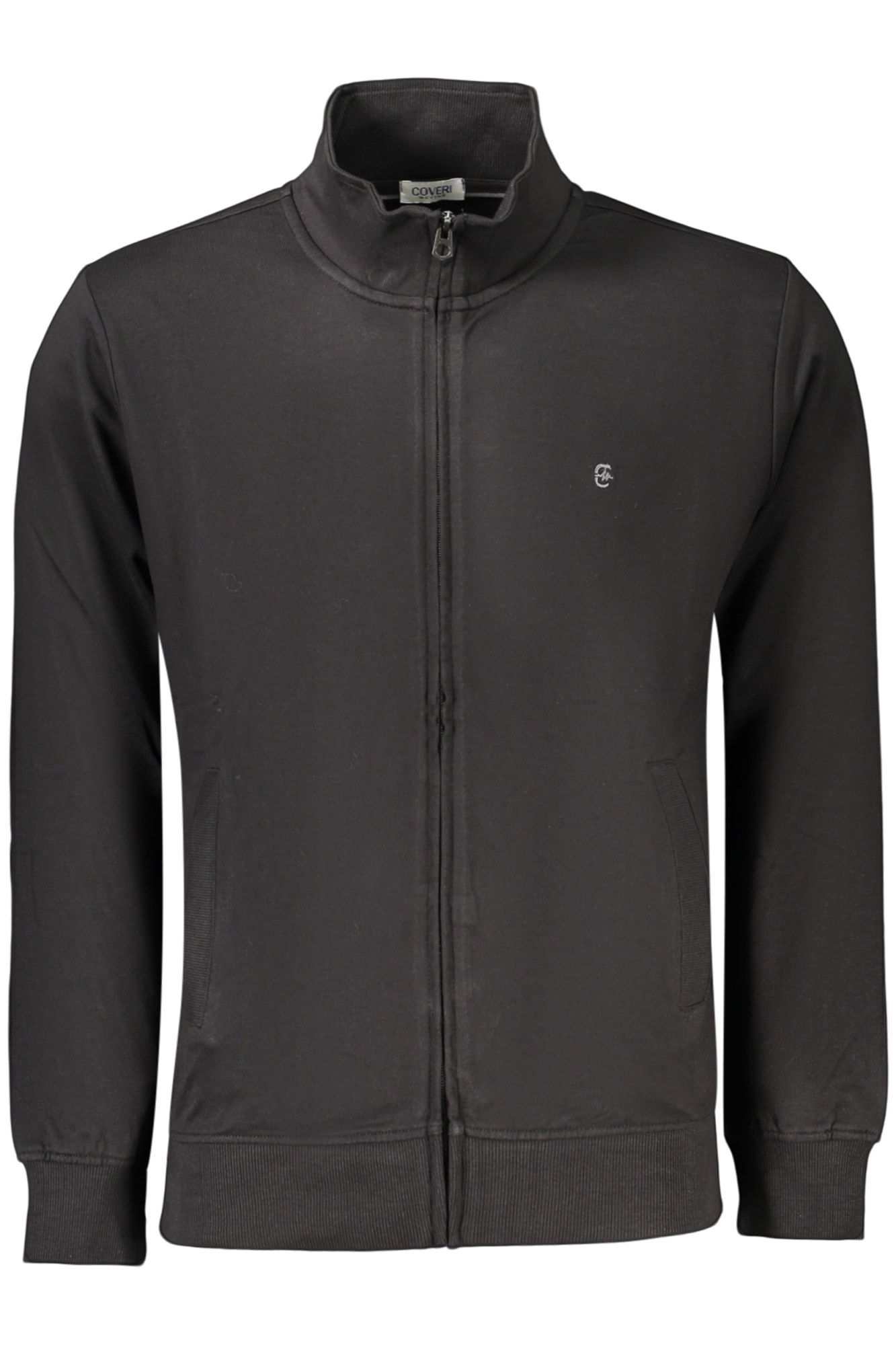 COVERI MOVING Herren-Sweatshirt mit Reißverschluss, schwarz