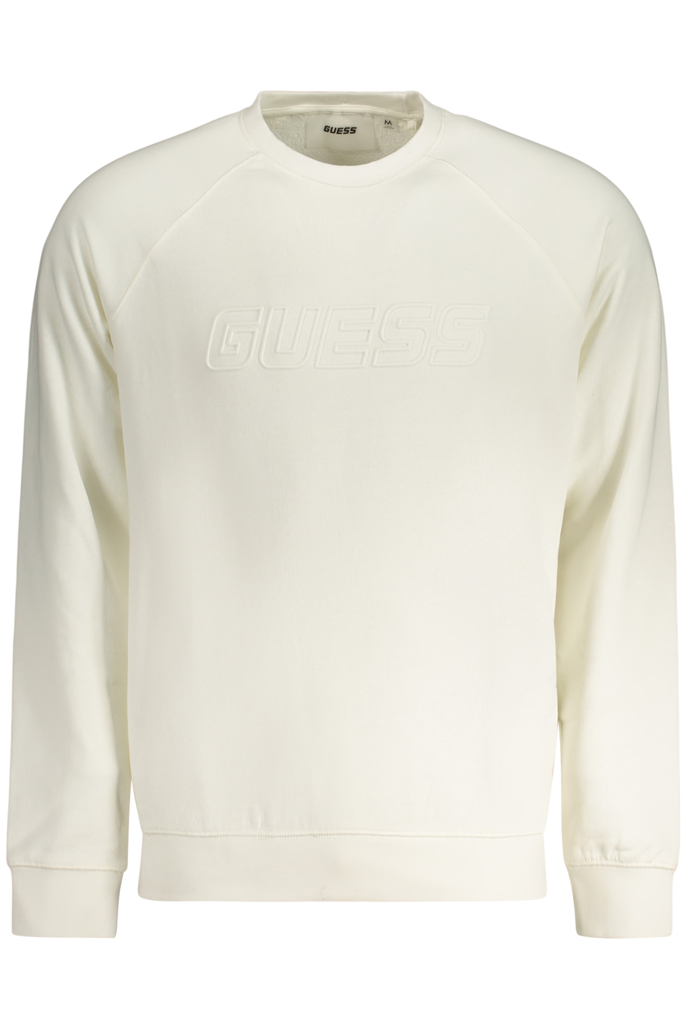 GUESS JEANS HERREN WEISSES SWEATSHIRT MIT REISSVERSCHLUSS