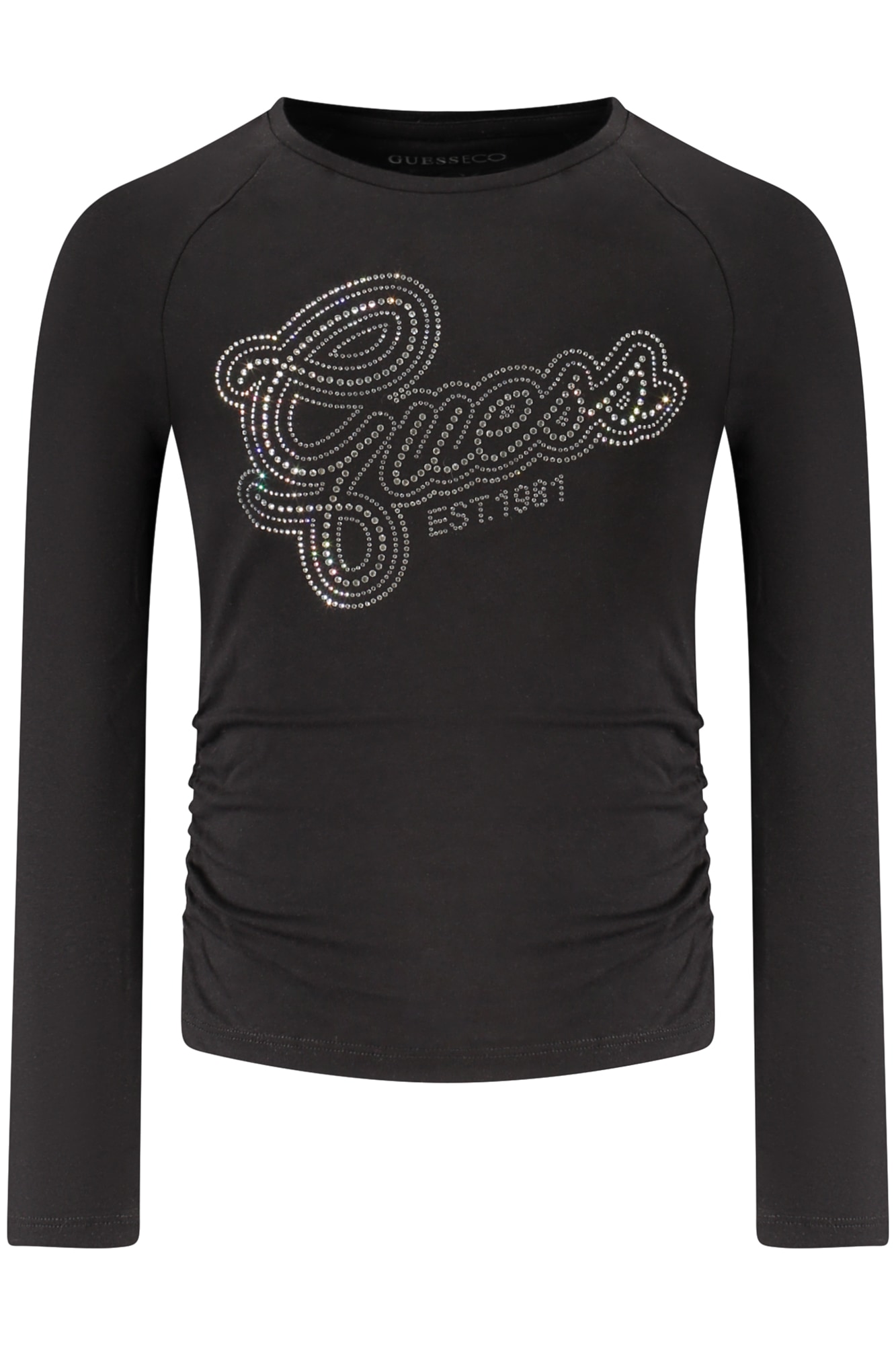 GUESS JEANS LANGARM-T-SHIRT FÜR MÄDCHEN, SCHWARZ